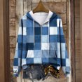 thumbnail image 4 of PFWOWB Plaid Hooded Jacket for Women Zip Up Sweatshirt Long Sleeve with Side Pockets, 4 of 4
