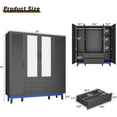 thumbnail image 2 of ChVans 71" Tall Armoire Wardrobe with Mirror & LED Lights , 4 Door Wood Wardrobe Armoire with 2 Large Drawers & Multi-Layer Shelves and Hanging Rod, Large Capacity Louver Storage Cabinet, Black, 2 of 8