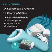Amope Pedi Perfect Pro Rechargeable Foot File, Dual Speed with Diamond Crystals, for Hard & Dead Skin, 3 Ultra Coarse Refills