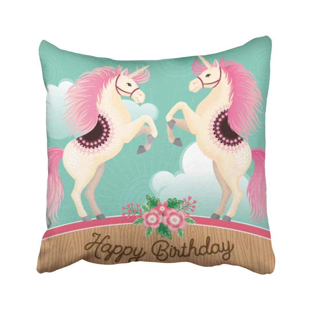 ARTJIA Two Beautiful Cartoon Unicorns Standing On Their Hind Legs With