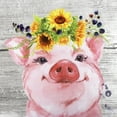 thumbnail image 3 of HVEST Farm Pig and Get Naked Shower Curtain Funny Animal with Yellow Sunflower Bathroom Shower Curtain with Hooks Rustic Planks Polyester Waterproof Durable Fabric Bath Decor Accessories,72x78 Inches, 3 of 7