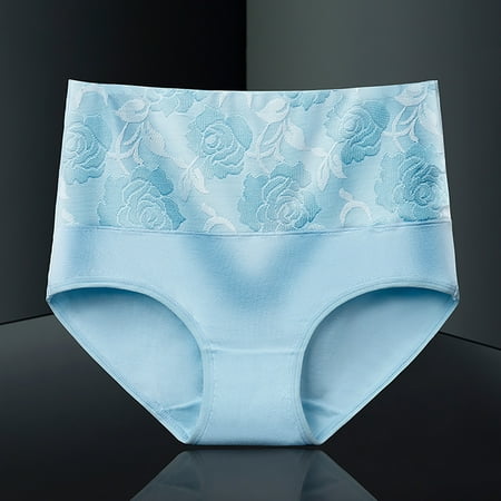 Njoeus Women s Cotton Underwear  Women High Waisted Floral Lace Panties Full Coverages Panty Soft Stretch Ladies Briefs for Women Plus Size L-5XL