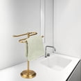 thumbnail image 4 of J&V TEXTILES Classical Steel Towel Rack Holder Stand with 2 Hanging Rings for Bathroom Vanity Countertops - Space Saving Hand Towel Holder Aged Brass, 4 of 5