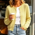 thumbnail image 2 of Liuinsasek Womens Cropped Cardigan Fashion Solid Color Long-Sleeve Crew-Neck Button Down Micro-Cable Knit Stylish and Versatile Winter Clothes, 2 of 7