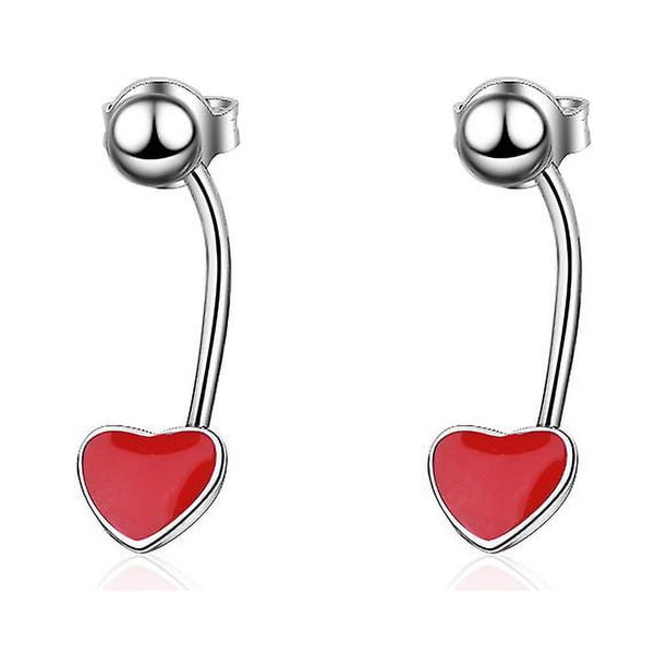 Pendientes colgantes con forma de corazón rojo YONGSHENG 2 pares tamaño 20 mm