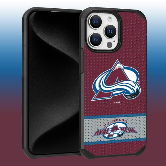 Apple iPhone 15 Pro Max (6.7) - NHL Licensed Colorado Avalance Team Logo on Jersey Textured Dual Layer Case