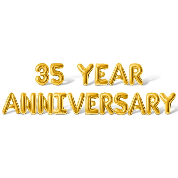 Letter Balloons - 35 YEAR ANNIVERSARY 16" Inch Alphabet Letters Foil Mylar Balloon 35th Anniversary Party Banner (Gold)