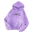 thumbnail image 3 of Baqcunre Women's Autumn and Winter Simple Print Long-Sleeved Hooded Love Zipper Hoodie Y2K Hoodies Womens Hoodies Graphic Hoodie Womens Sweatshirt Purple Xxl, 3 of 3