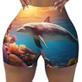 thumbnail image 2 of Fuzoiu Underwater Plant Dolphin Print Women's Workout Shorts,Workout Biker Shorts Women,Exercise Fitness Shorts,Scrunch Short, Athletic Shorts for Gym Yoga Running Sport Active-X-Large, 2 of 8