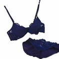 thumbnail image 4 of Lovebay Ladies Lace Gathered Bra Set,Push-up Bralette+Panty Lingerie Suit,Navy Blue,B Cup, 4 of 4
