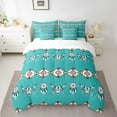 thumbnail image 2 of Erosebridal Tribal Aztec Bedding Sets Full Size, Hipie Cow Skull Dreamcatcher Comforter Sets with Sheets, Teal, Reversible 7-Piece, 2 of 5