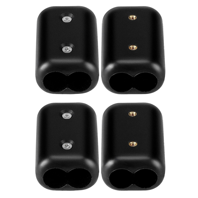 4Pc Double Rope Clamps Reusable Rope Clamp 1/2in Plastic Cord Connector Suitable for 9-10mm Double Nylon or Braided Cord,4 x Rope Clamps,Black