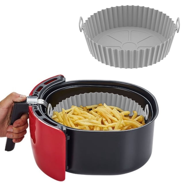 Rbaofujie Doublures en Silicone pour Friteuse à Air Chaud, Pot, Plateau de Cuisson de 8,5 Pouces, Plateau de Cuisson Multifonction, Tapis de Cuisson de Qualité Alimentaire, Doublures en Silicone pour Friteuse à Air Réutilisables