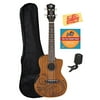 Luna Tattoo Mahogany Concert Acoustic-Electric Ukulele Bundle with Gig Bag, Tuner, Austin Bazaar Instructional DVD, and Polishing Cloth