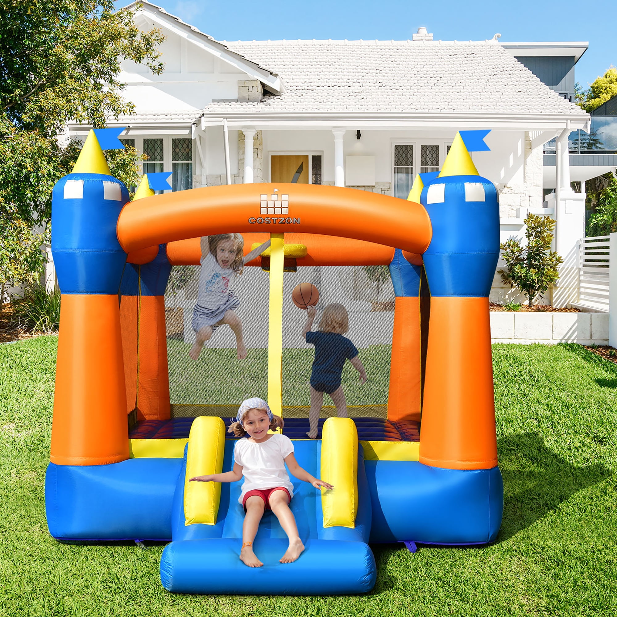 Costway Inflatable Bounce House Kids Magic Castle w/ Large Jumping Area Without Blower
