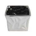 thumbnail image 1 of Cheungs 5085L 4.5 lbs White Ceramic Square Container with Silver Electroplate Trim, 1 of 1
