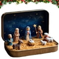 thumbnail image 2 of Miniature Nativity Scene Set with Figurines and Decorative Tin Box for Tabletop Display Holiday Ornament,Christmas Party Gifts And Decor, 2 of 5