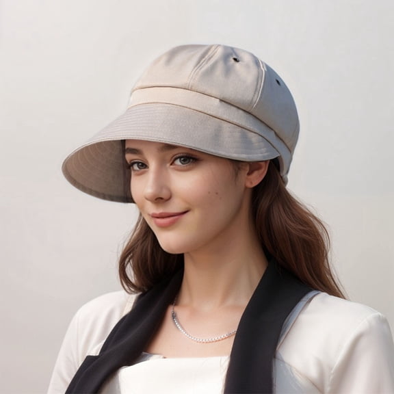 Womens Wide Brim Baseball Cap Bundle with UV Protection Ponytail Hole and Ventilated Eyelets Casual Outdoor Style - Khaki