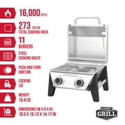 Expert Grill Stainless Steel 2-Burner Tabletop Gas Grill, 13,000 BTUs, 273 Sq. In.