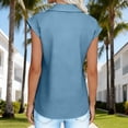 thumbnail image 6 of Scyoekwg Womens Button Up Shirt Sleeveless Front Tie Knot Crop Tops Casual Fashion Lapel Dressy Work Blouses for Summer Daily Vacation (Z01_Sky Blue,S), 6 of 9