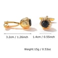 thumbnail image 3 of Gemelos elegantes con circonitas cúbicas negras para hombre chapados en oro, 3 of 3