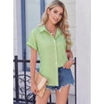 thumbnail image 2 of MOYIKO Short Sleeve Summer Tops for Women Casual Button Down Shirts Striped Business Work Blouses, 2 of 7