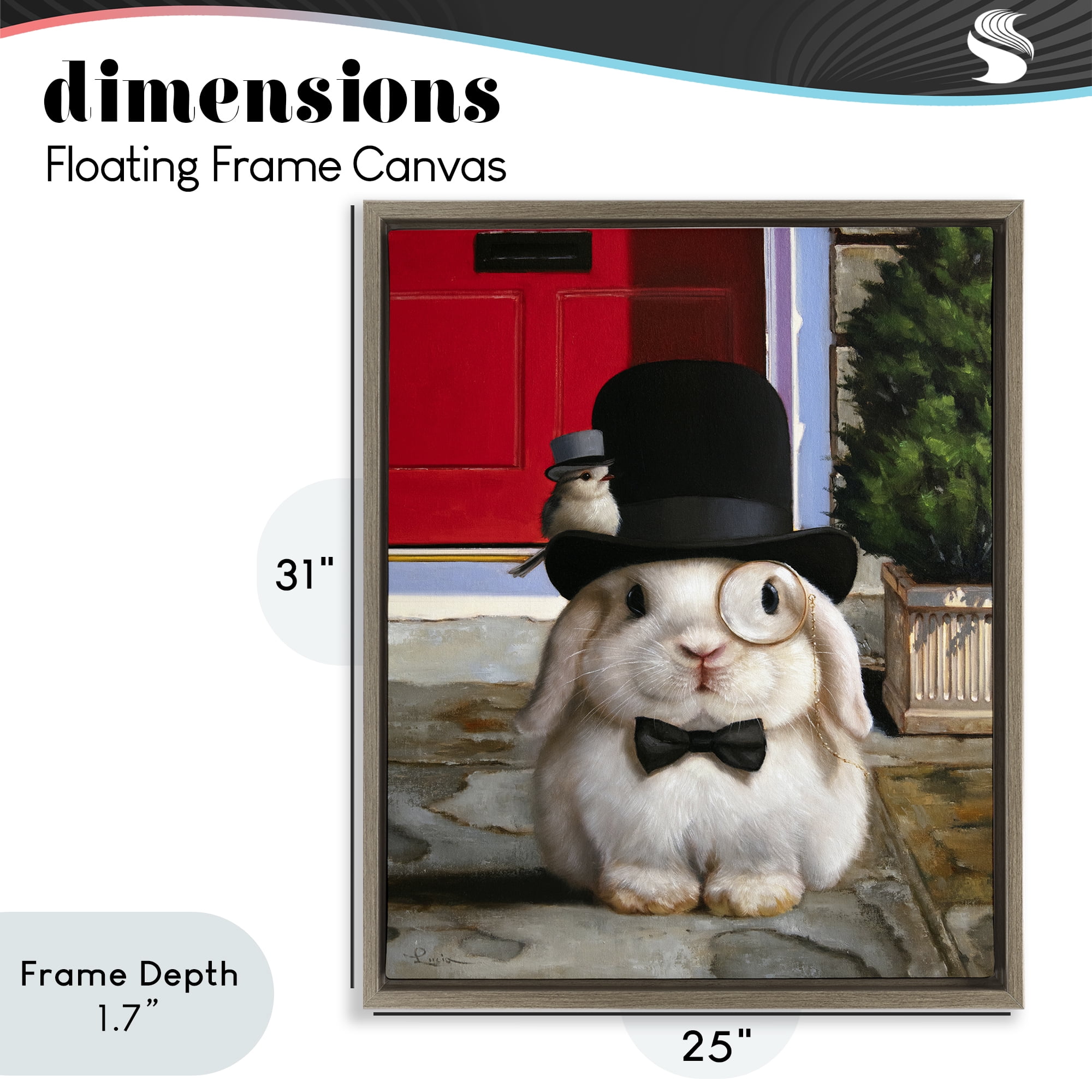 Stupell Industries Lord Bunbury Rabbit Brown Framed Floater Canvas Wall Art, design by Lucia Heffernan