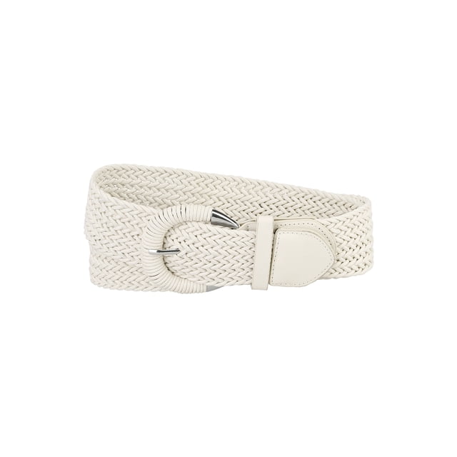 Cinturones de cintura tejidos para mujeres INSPIRE CHIC con hebilla de metal, cinturones trenzados anchos, blancos, 129 cm