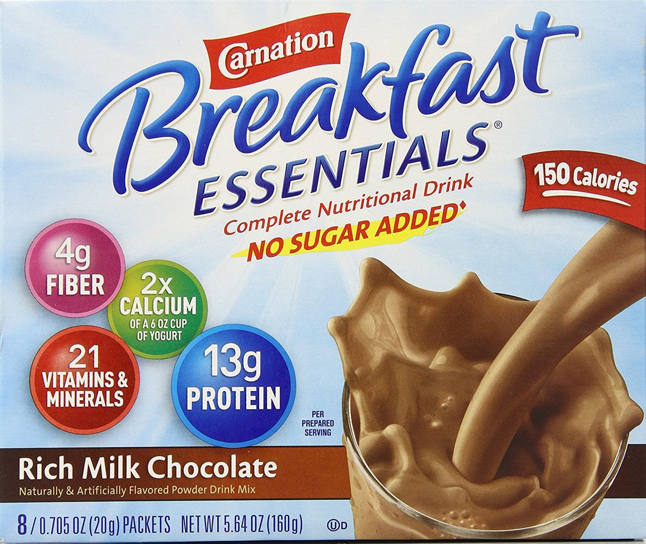 8 PACKS Carnation Instant Breakfast No Sugar Added, Chocolate, 8 pk