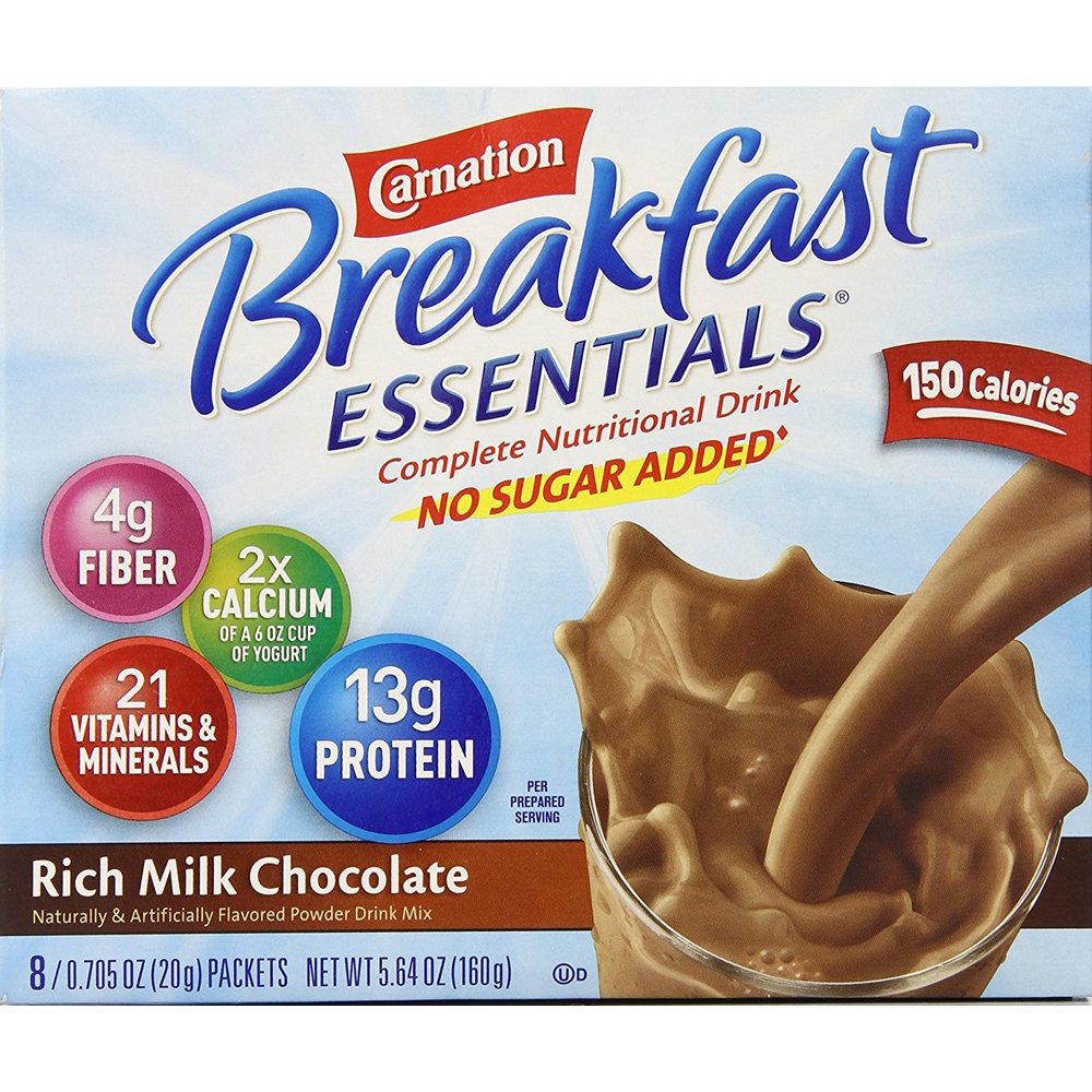 8 PACKS Carnation Instant Breakfast No Sugar Added, Chocolate, 8 pk