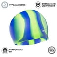 thumbnail image 2 of TYR Adult Fit Silicone Multicolor Swim Cap - Green, 2 of 2