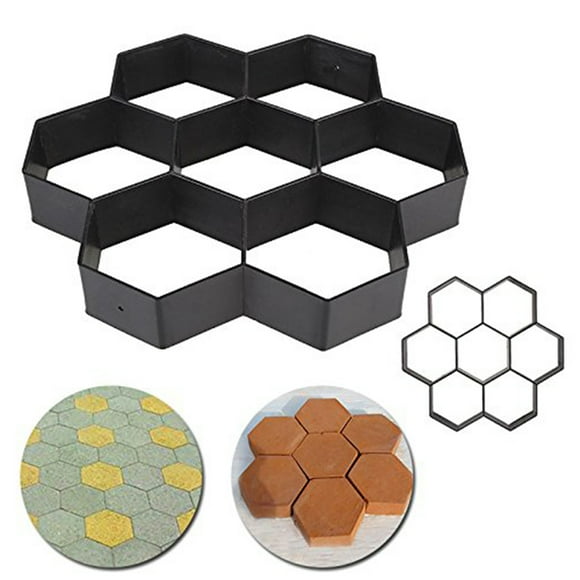 Flmtop 30cmx30cm Hexagon Manual Paving Cement Brick Concrete Pavement Mold Path Maker