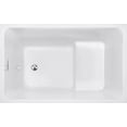 thumbnail image 4 of 43 Inch Acrylic Freestanding Bathtub with Built-in Seat, Modern Rectangular Design for Small Bathrooms, Gloss White Finish, Chrome Overflow & Pop-Up Drain, 4 of 9