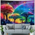 thumbnail image 4 of Nawypu Fantasy Fairy Tale World Tapestry, Mushroom Forest Tapestry Art Tapestries Shiny Starry Sky Planet Backdrop, for Living Room Bedroom Dorm GTLMAT106, 4 of 6