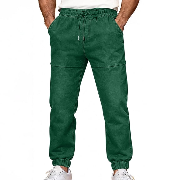 Hurxie Men's Straight-Fit Washed Jogger Pant Army Green,2XL