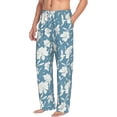 thumbnail image 2 of Uemuo Lilies Flowers Pattern Men's Wide Leg Palazzo Lounge Pants with Pockets Light Weight Loose Comfy Casual Pajama Pants-Large, 2 of 9