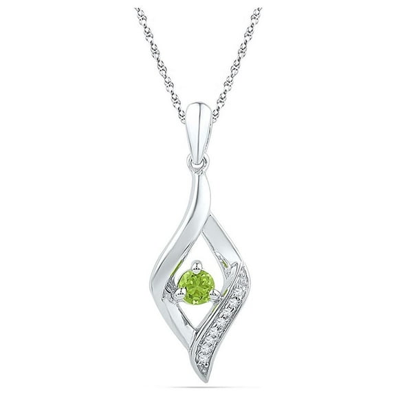 Sterling Silver Womens Round Synthetic Green Peridot Oval Pendant 1/5 Cttw