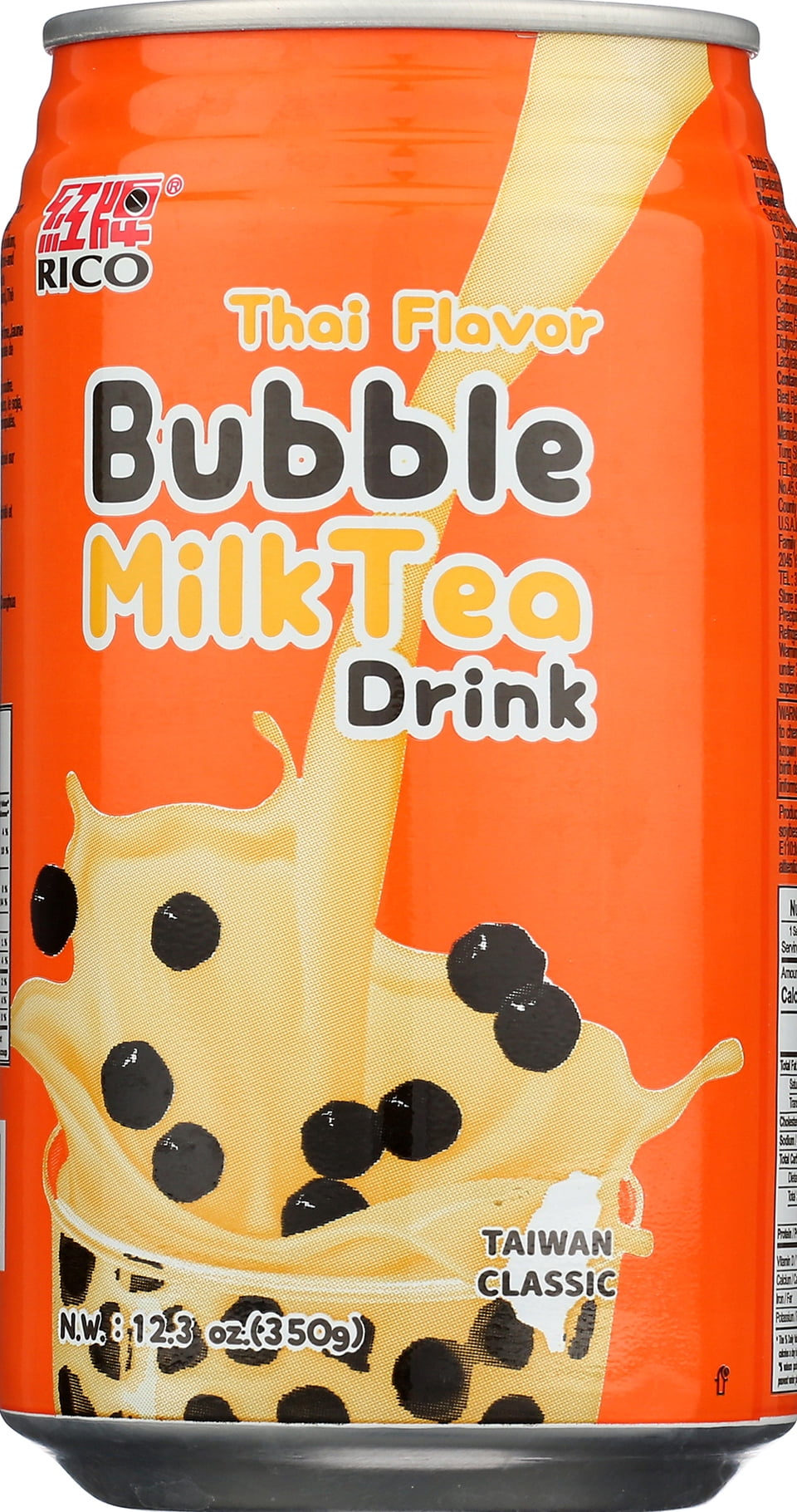 Rico Thai Flavor Bubble Milk Tea Drink, 12.3 oz Can