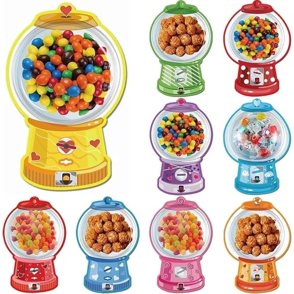 Valentine's Candy Cards Gifts Set with Plastic Domes DIY Craft Treat Holder Bulk Class Valentines Candy Exchange Gifts for Couples Families Party Gift, Bubble Gum Machine