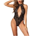 thumbnail image 1 of Gibobby ropa interior Ropa interior ultrafina sexy transparente para mujer Romper de encaje sexy Lencería Body (Negro, XL), 1 of 5