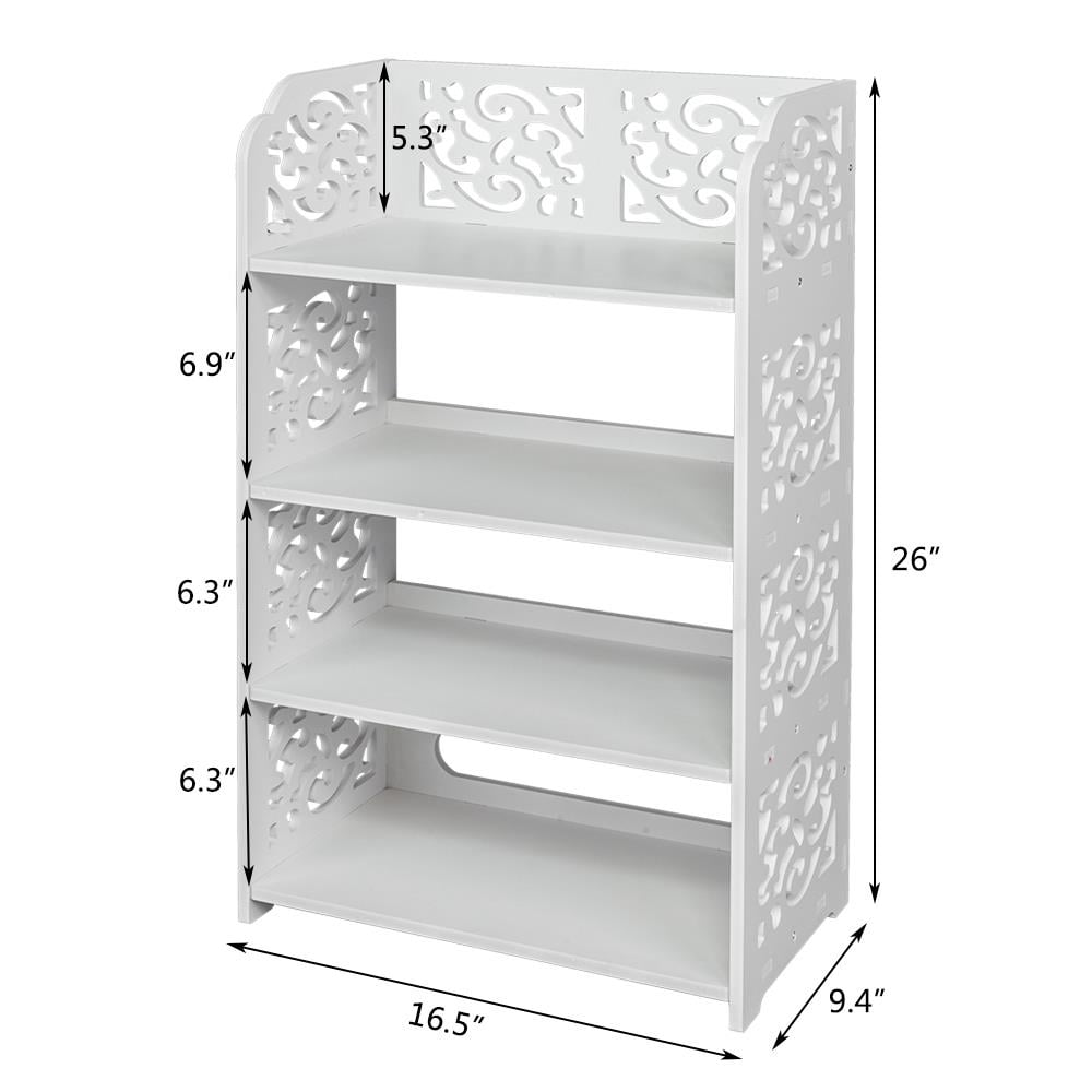 Winado 4-Tier Waterproof Shoe Rack, Wood and Plastic, White