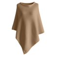 thumbnail image 4 of Arlun Women's Sweaters Elegant Poncho Knit Irregular Hem Outerwear Oversized Boat Neck Loose Cozy Soft Wrap Shawl Cape Fall Winter Plain Color Casual Layering Pullovers Khaki One Size, 4 of 4