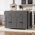 thumbnail image 2 of Bellemave 74.5" Kitchen Island with Extendable Dining Table,Rolling Kitchen Island on Wheels, Storage Cart with 4 Door Cabinet, Spice Rack and 2 Drawers for Dining Room,Gray, 2 of 9