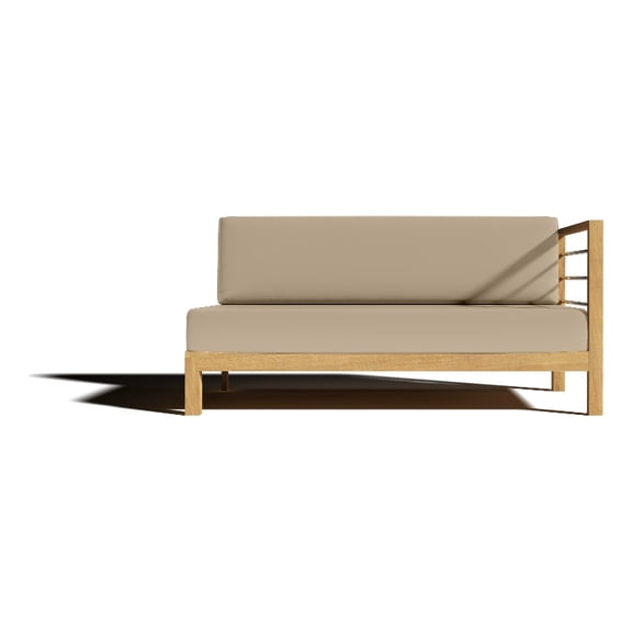Leon Teak Outdoor Sectional Right Sofa with Fawn Cushion