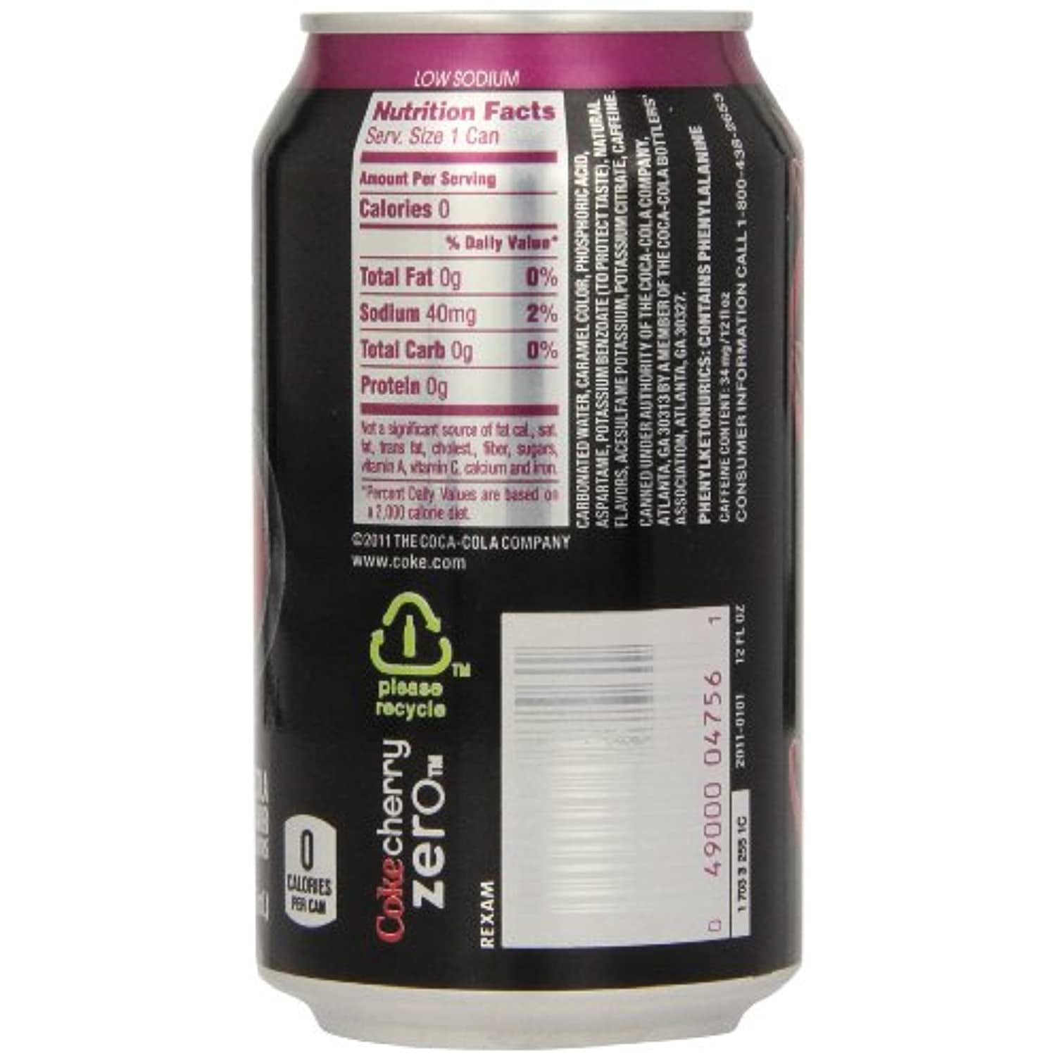 Coca-Cola, Cherry Coke Zero, 12-Ounce, Pack of 24, Sugar-Free