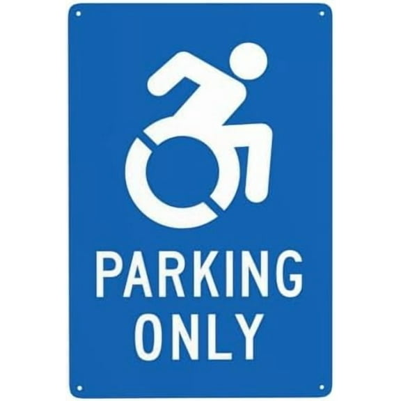 Handicap Parking Sign, Parking Only With Access Graphic Metal Warning Signs, Cautions Security Tin Sign, Safety Signs for Street Business Wall Decor 8 x 12 Inch