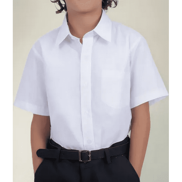 Camisa Escolar Infantil Blanca Manga Corta para Niño, Formal y