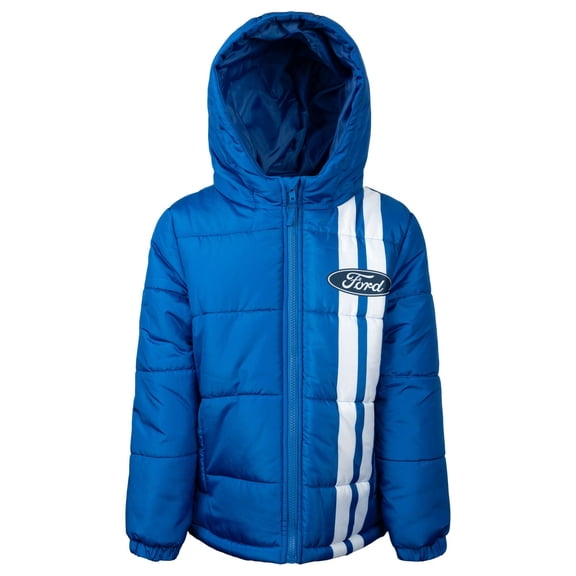 Ford Mustang Toddler Boys' Racing Hooded Puffer Jacket Royal Blue
