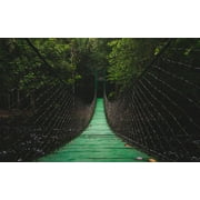 Camping Suspension Path Walkway Traveling Bridge-20 Inch By 30 Inch Laminated Poster With Bright Colors And Vivid Imagery-Fits Perfectly In Many Attractive Frames
