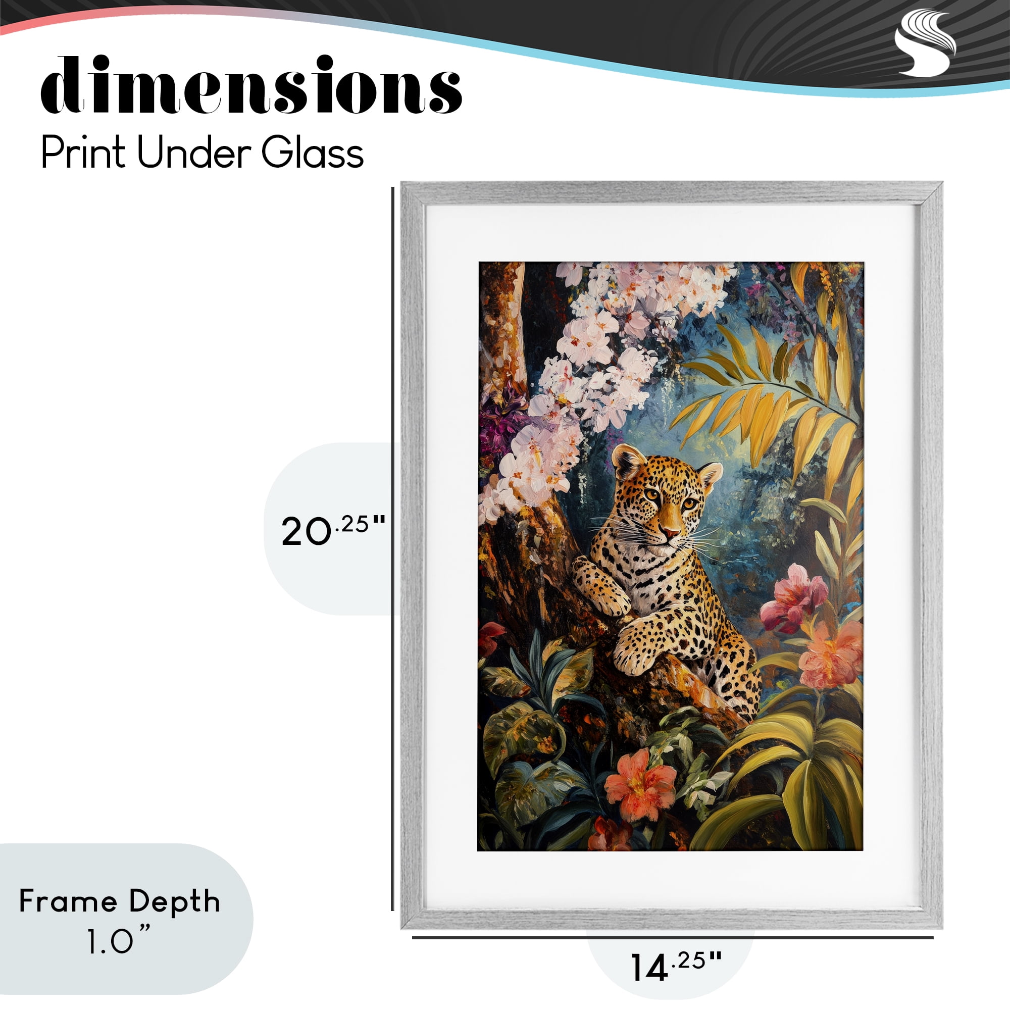 Stupell Industries On The Wild Side Botanicals Gray Framed Print Under Glass, design by Petal Prints Design